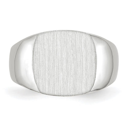 10k White Gold 12.5x12.5mm Cushion-shaped Closed Back Signet Ring