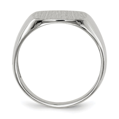 10k White Gold 14.5x13.5mm Cushion-shaped Open Back Mens Signet Ring