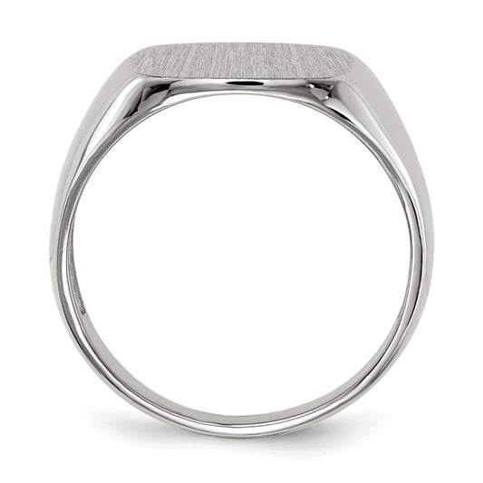 10k White Gold 14.5x13.5mm Cushion-shaped Open Back Mens Signet Ring