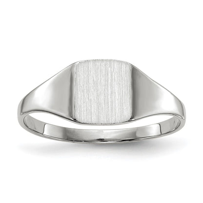 10k White Gold 7.0x8.5mm Square Closed Back Signet Ring