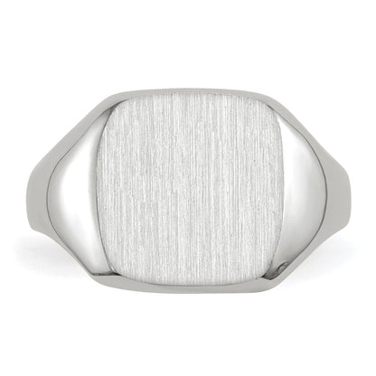 10k White Gold 11.0x10.5mm Octagon Closed Back Mens Signet Ring