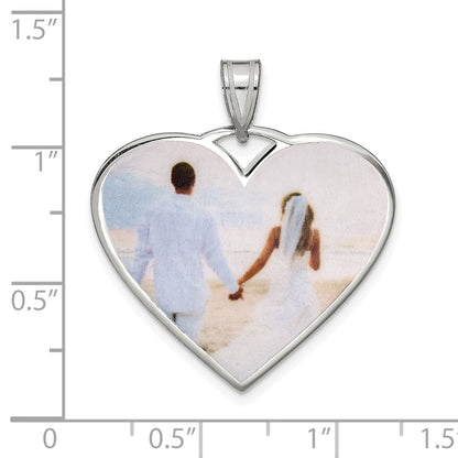 Sterling Silver/Rhodium-plated Large Heart Picture Jewelry Pendant