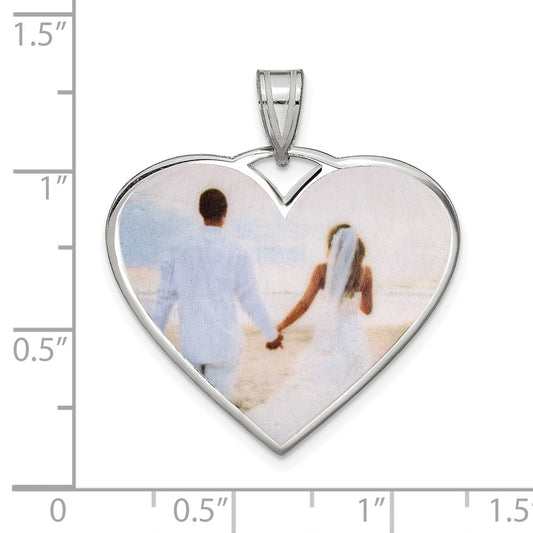 Sterling Silver/Rhodium-plated Large Heart Picture Jewelry Pendant