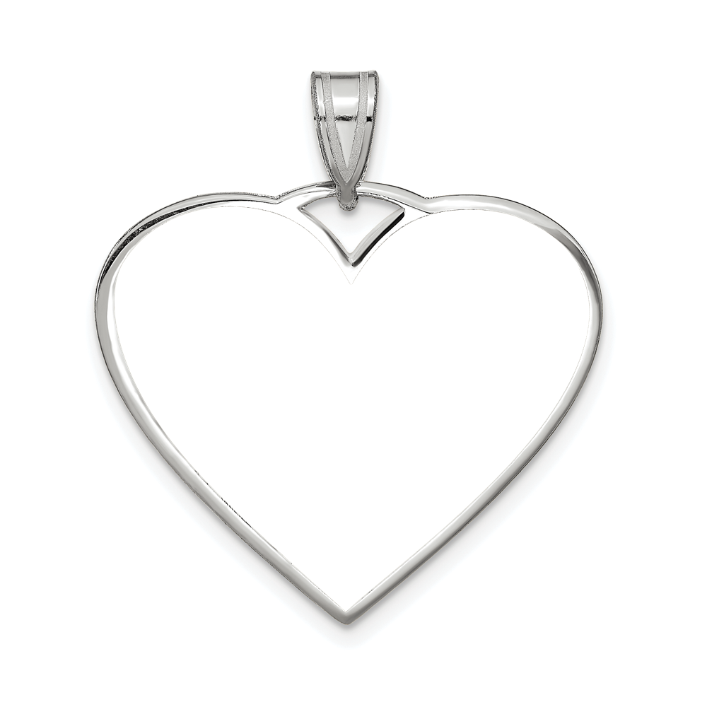 Sterling Silver/Rhodium-plated Large Heart Picture Jewelry Pendant