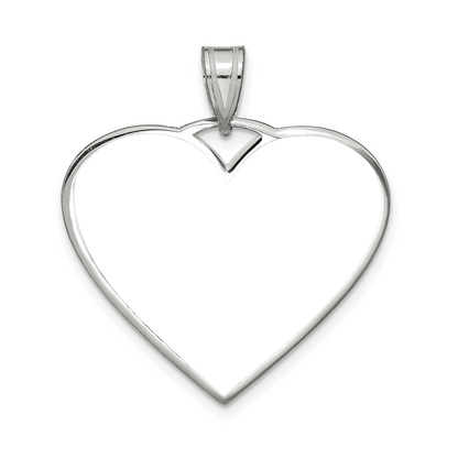 Sterling Silver/Rhodium-plated Large Heart Picture Jewelry Pendant