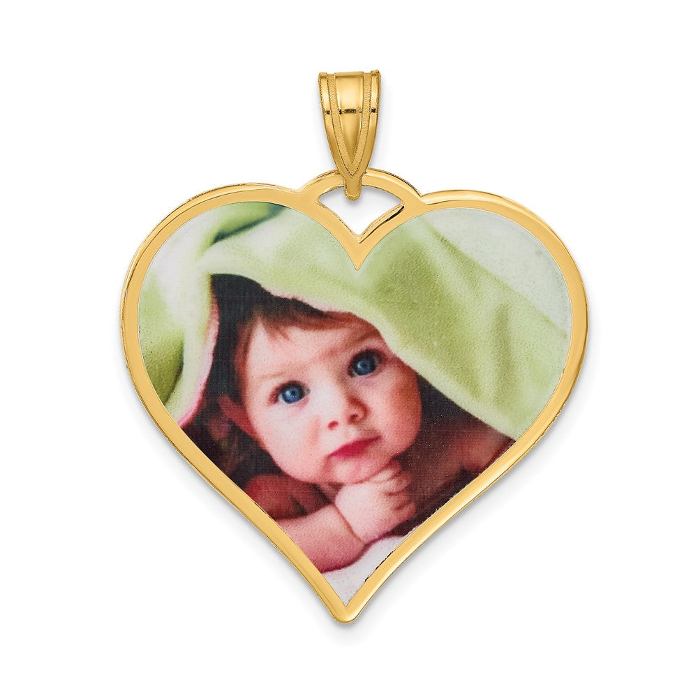 Sterling Silver/Gold-plated Large Heart Picture Jewelry Pendant