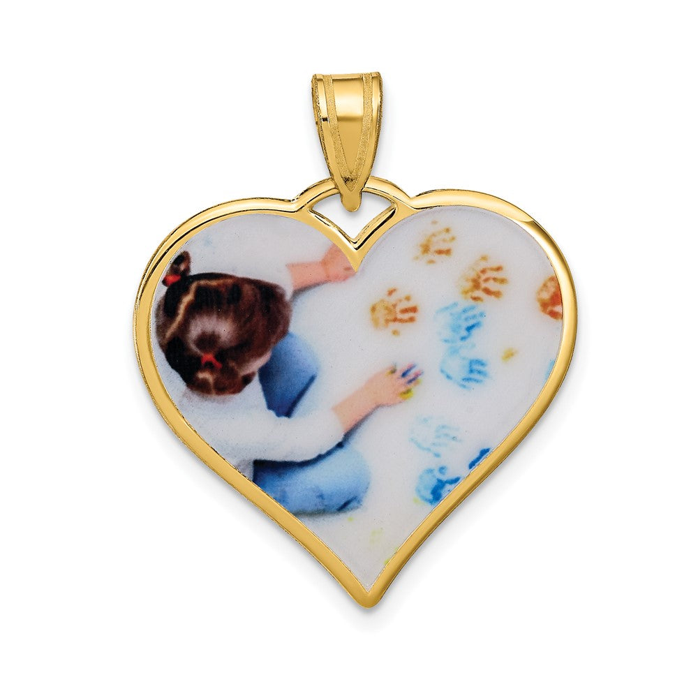 Sterling Silver/Gold-plated Large Heart Picture Jewelry Pendant
