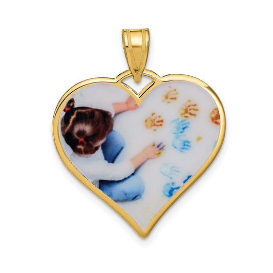 Sterling Silver/Gold-plated Large Heart Picture Jewelry Pendant