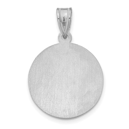SS/Rhodium-plated Medium Diamond-cut Picture Jewelry Disc Pendant
