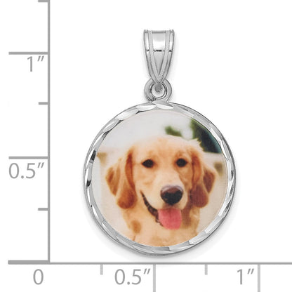SS/Rhodium-plated Medium Diamond-cut Picture Jewelry Disc Pendant