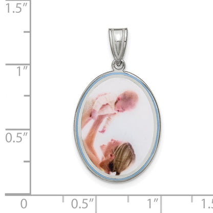 Sterling Silver/Rhodium-plated Medium Oval Picture Jewelry Pendant