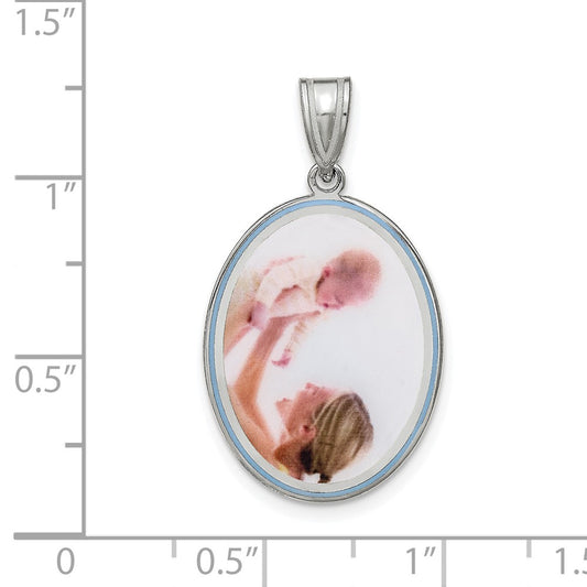 Sterling Silver/Rhodium-plated Medium Oval Picture Jewelry Pendant