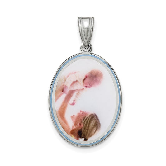 Sterling Silver/Rhodium-plated Medium Oval Picture Jewelry Pendant