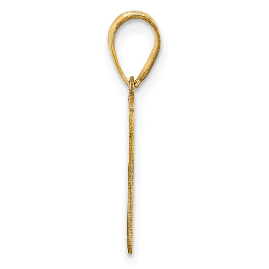 14k Brushed Border Script  Number 1 Pendant