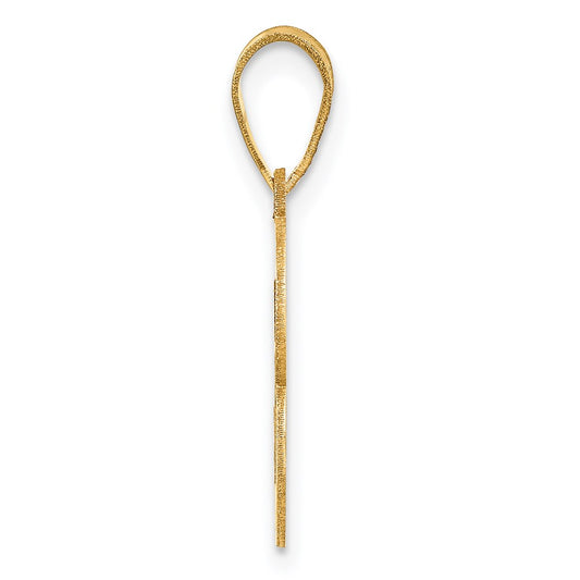 14k Brushed Border Script Number 3 Pendant
