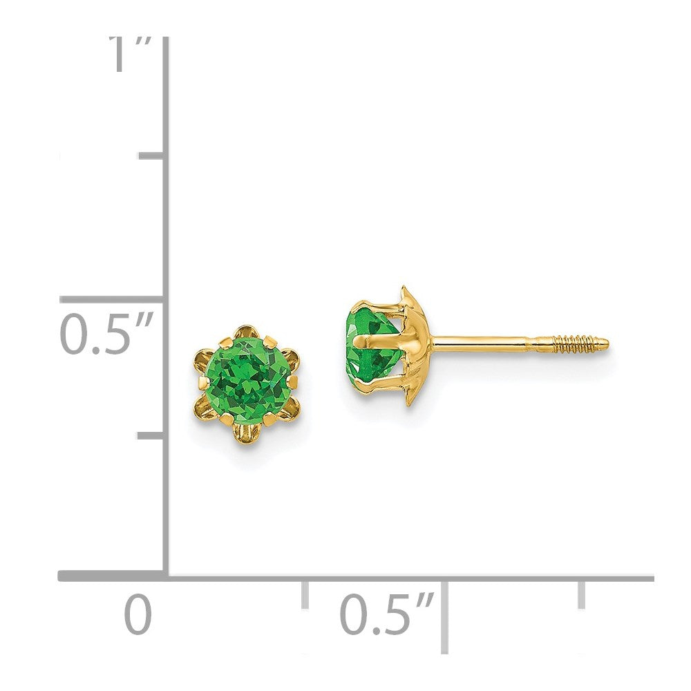 14k Madi K 4mm Round CZ May Birthstone Screwback Post Earrings