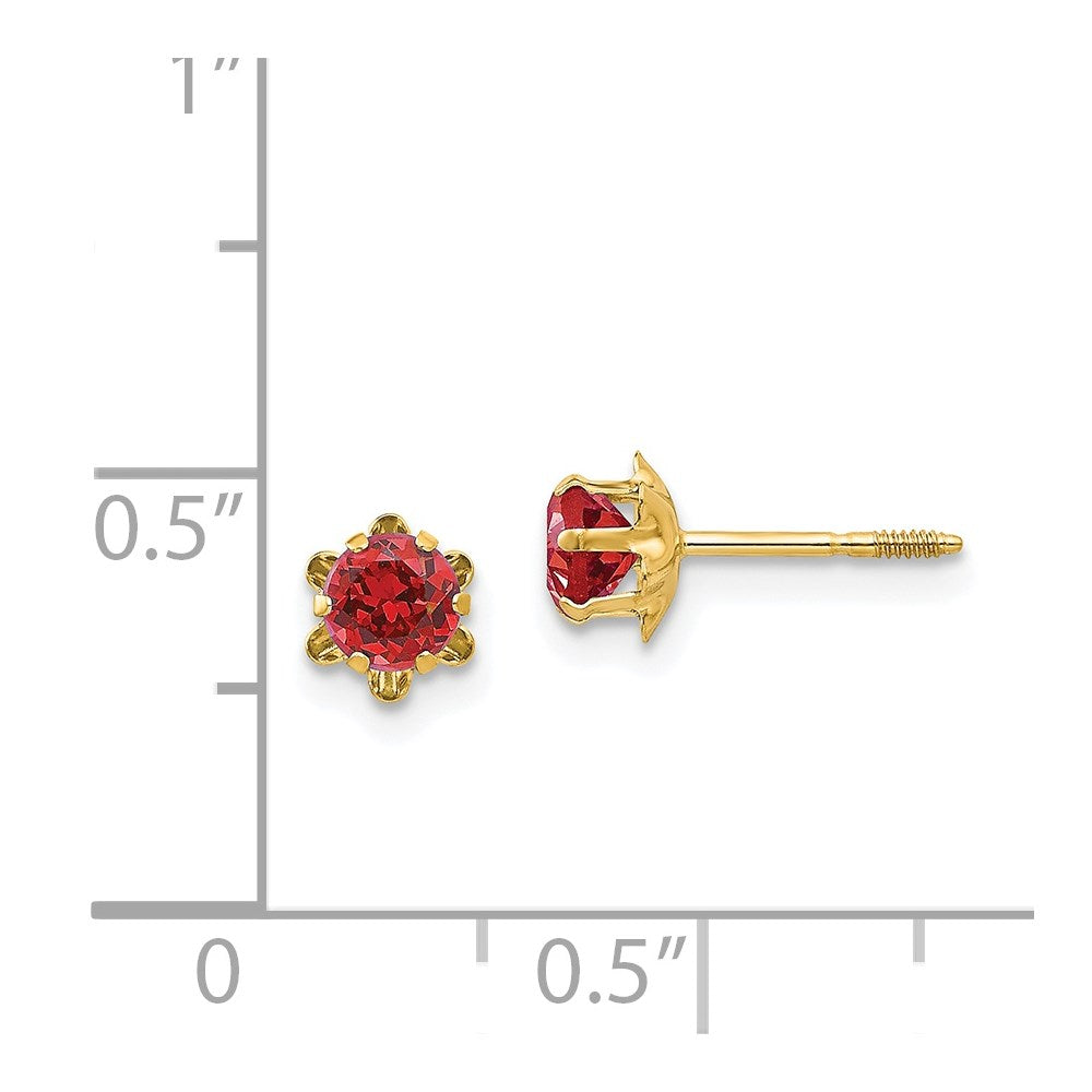 14k Madi K 4mm Round CZ July Birthstone Screwback Post Earrings