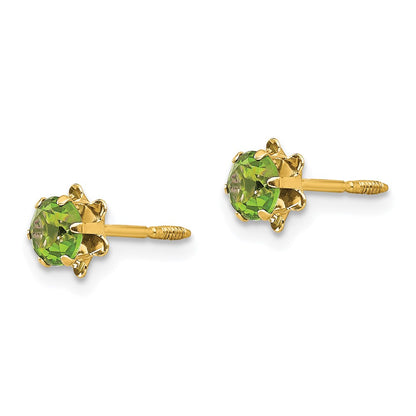 14k Madi K 4mm Round CZ August Birthstone Screwback Post Earrings