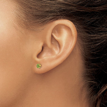 14k Madi K 4mm Round CZ August Birthstone Screwback Post Earrings