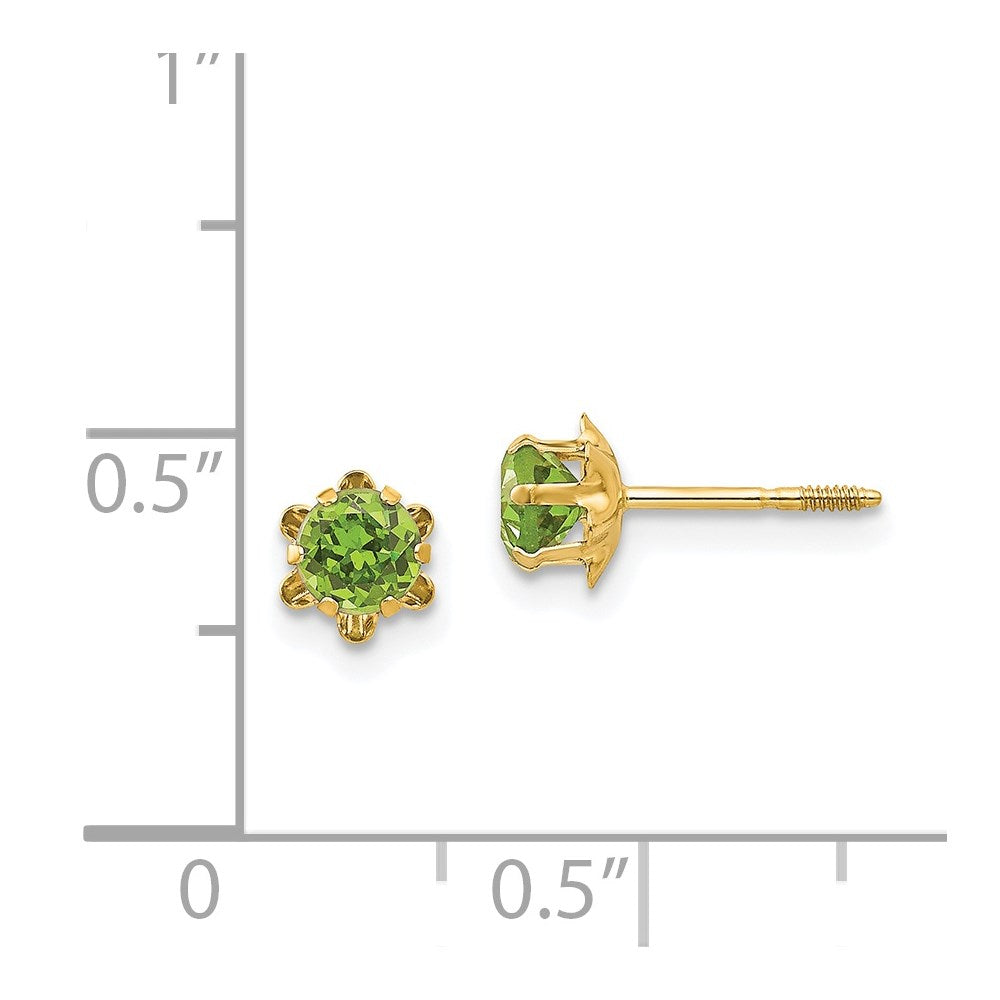 14k Madi K 4mm Round CZ August Birthstone Screwback Post Earrings