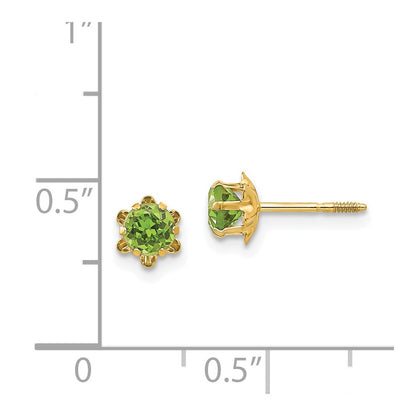 14k Madi K 4mm Round CZ August Birthstone Screwback Post Earrings