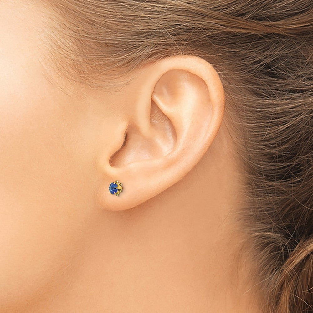 14k Madi K 4mm Round CZ September Birthstone Screwback Post Earrings