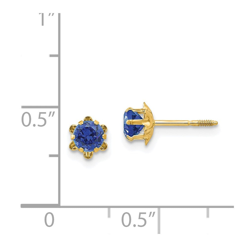 14k Madi K 4mm Round CZ September Birthstone Screwback Post Earrings