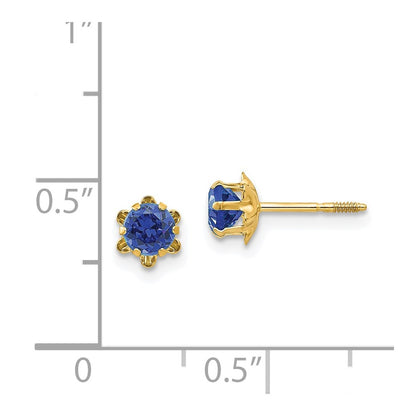 14k Madi K 4mm Round CZ September Birthstone Screwback Post Earrings
