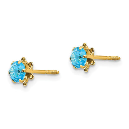 14k Madi K 4mm Round CZ December Birthstone Screwback Post Earrings