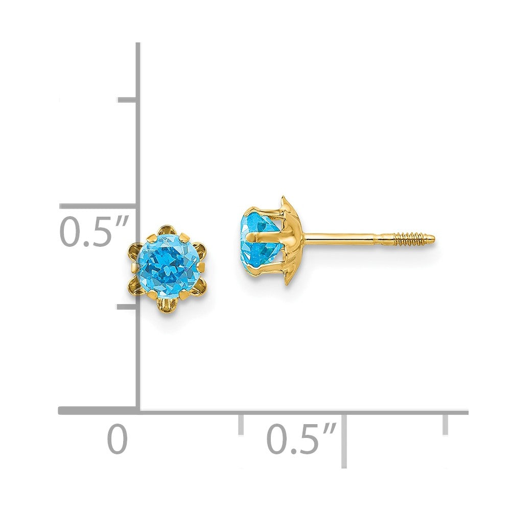 14k Madi K 4mm Round CZ December Birthstone Screwback Post Earrings