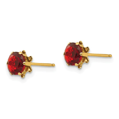 14k Madi K 5mm Round CZ January Birthstone Post Earrings