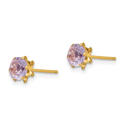 14k Madi K 5mm Round CZ February Birthstone Post Earrings