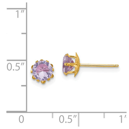 14k Madi K 5mm Round CZ February Birthstone Post Earrings
