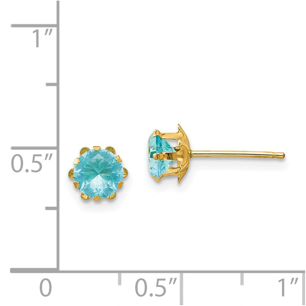 14k Madi K 5mm Round CZ March Birthstone Post Earrings