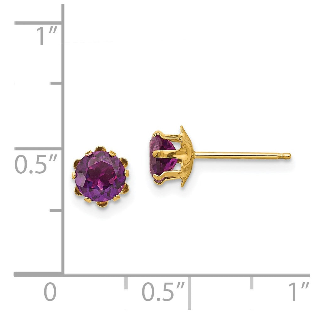 14k Madi K 5mm Round CZ June Birthstone Post Earrings