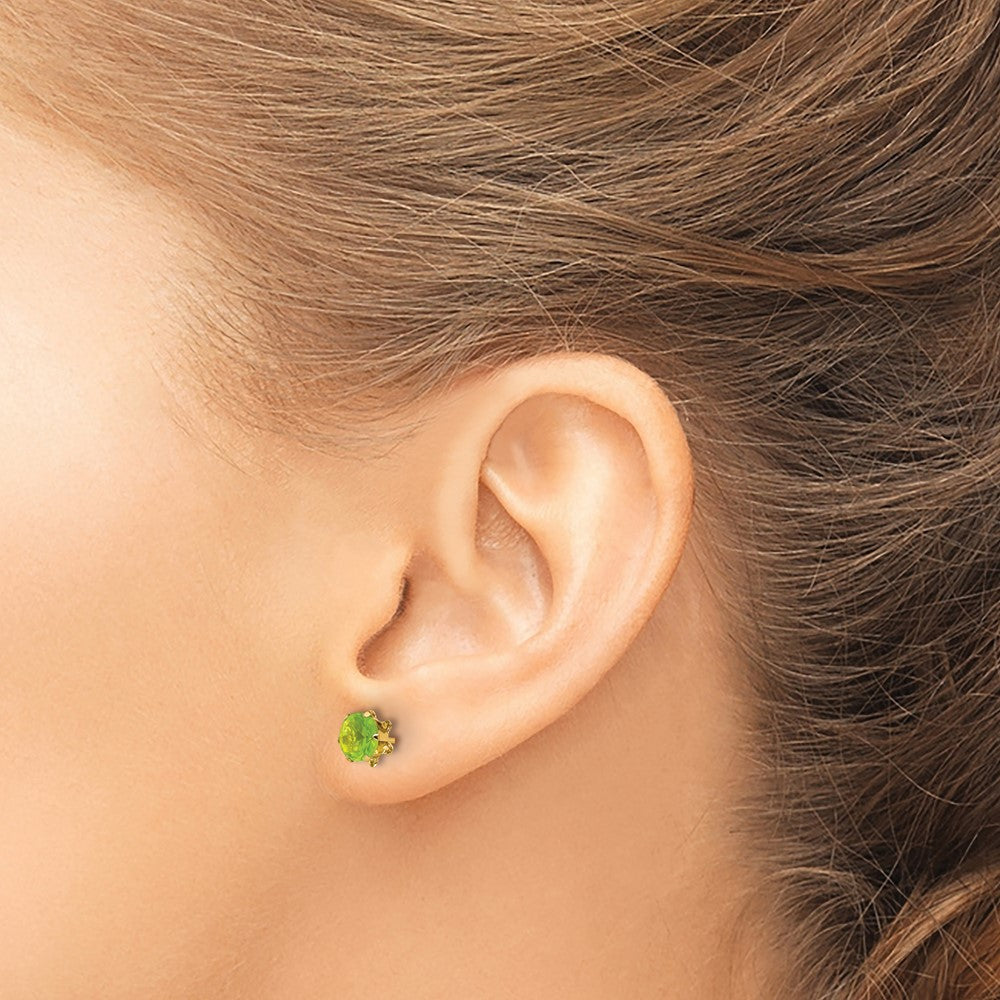 14k Madi K 5mm Round CZ August Birthstone Post Earrings