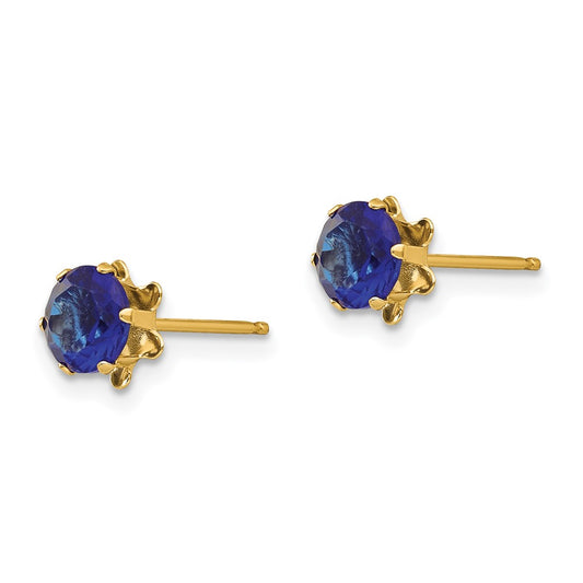 14k Madi K 5mm Round CZ September Birthstone Post Earrings