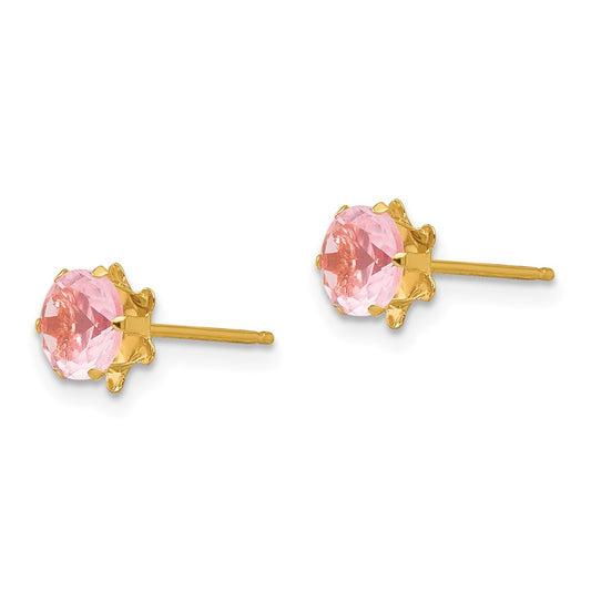14k Madi K 5mm Round CZ October Birthstone Post Earrings