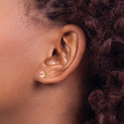 14k Madi K 5mm Round CZ October Birthstone Post Earrings