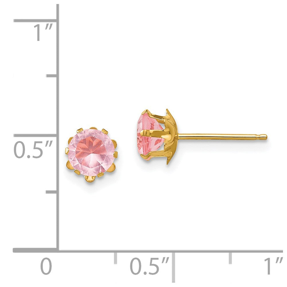 14k Madi K 5mm Round CZ October Birthstone Post Earrings