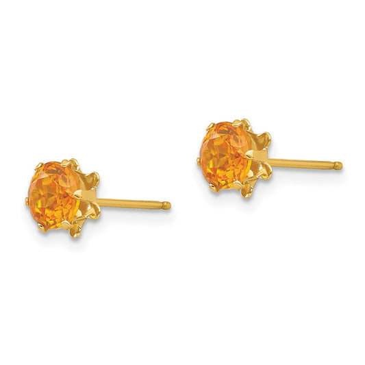 14k Madi K 5mm Round CZ November Birthstone Post Earrings