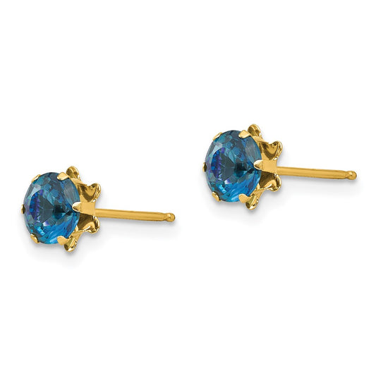 14k Madi K 5mm Round CZ December Birthstone Post Earrings