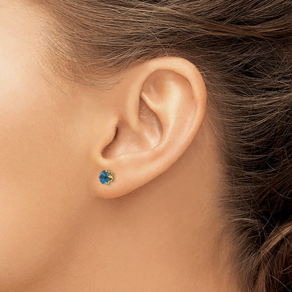 14k Madi K 5mm Round CZ December Birthstone Post Earrings