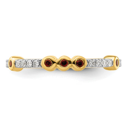 14k Stackable Expressions Garnet and Diamond Ring
