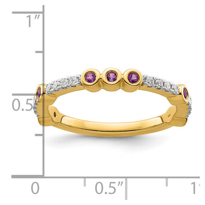 14k Stackable Expressions Amethyst and Diamond Ring