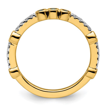 14k Stackable Expressions Aquamarine and Diamond Ring