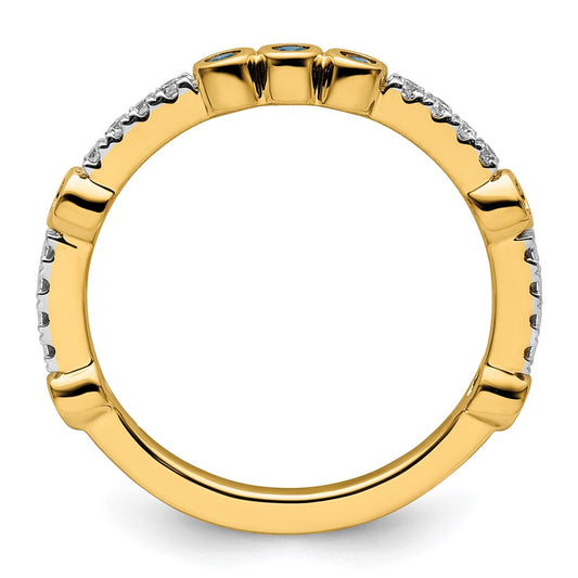 14k Stackable Expressions Aquamarine and Diamond Ring