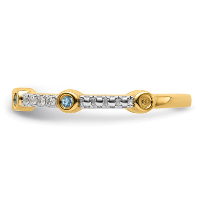 14k Stackable Expressions Aquamarine and Diamond Ring