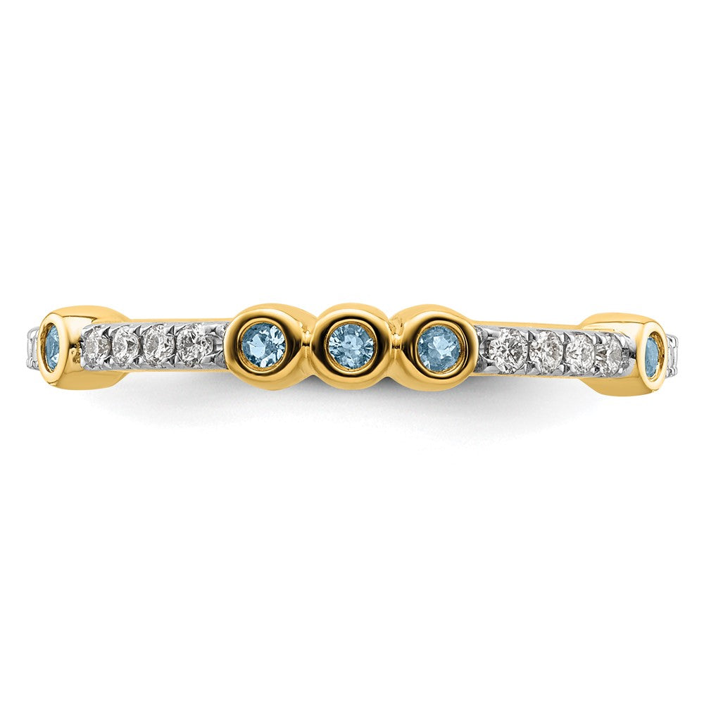 14k Stackable Expressions Aquamarine and Diamond Ring