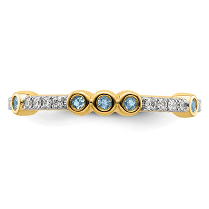 14k Stackable Expressions Aquamarine and Diamond Ring